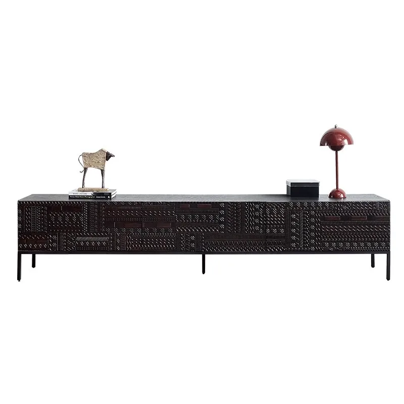 

TV cabinet combination, medium and ancient style small apartment, quiet wind solid wood storage cabinet