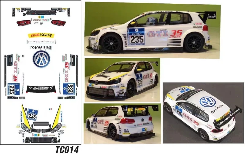 1/10 Golf GTI Clear Lexan Body W/Rear Wing, RC Rally Car Shell, 257mm Wheelbase, Tamiya TT-01 TT-02