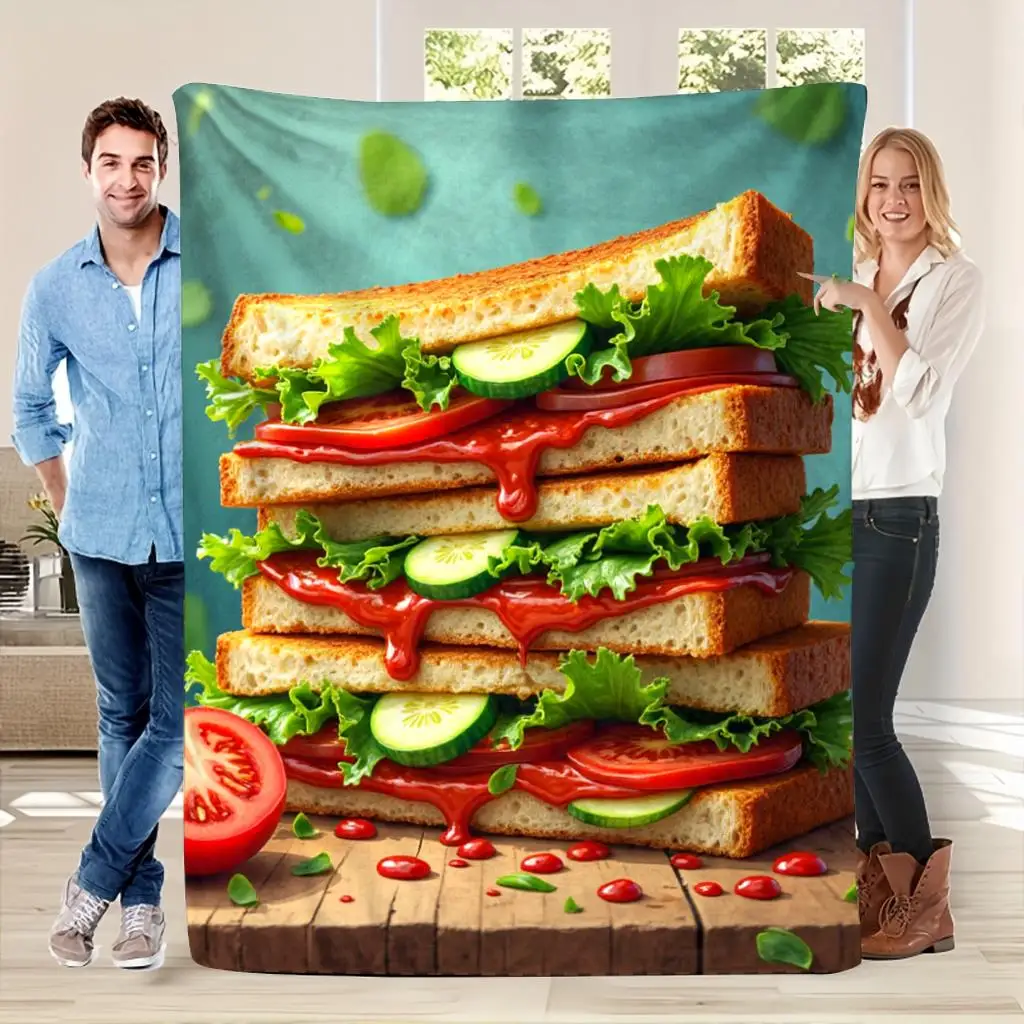Delicious Sandwich Food Art Throw Blanket Picnic Style Kitchen Cozy Decor Gift 150x230cm