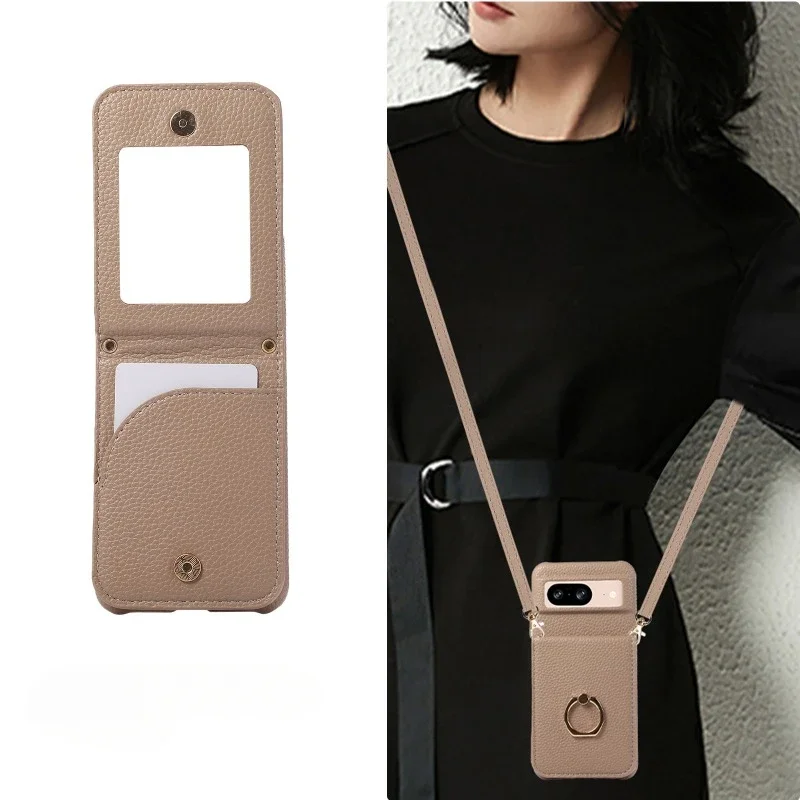 

Чехол-кошелек через плечо с кольцом для телефона Google Piexl 8 7 6 Pro 8A 7A 6A Зеркальный кошелек Держатель слота для карт Кожаный противоударный чехол