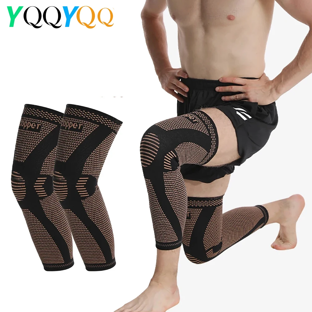 1Pcs Full Leg Compression Sleeve, Copper Knee Sleeves, Anti Slip Compression Stockings, Support for Thigh, Knee, Calf, Arthritis