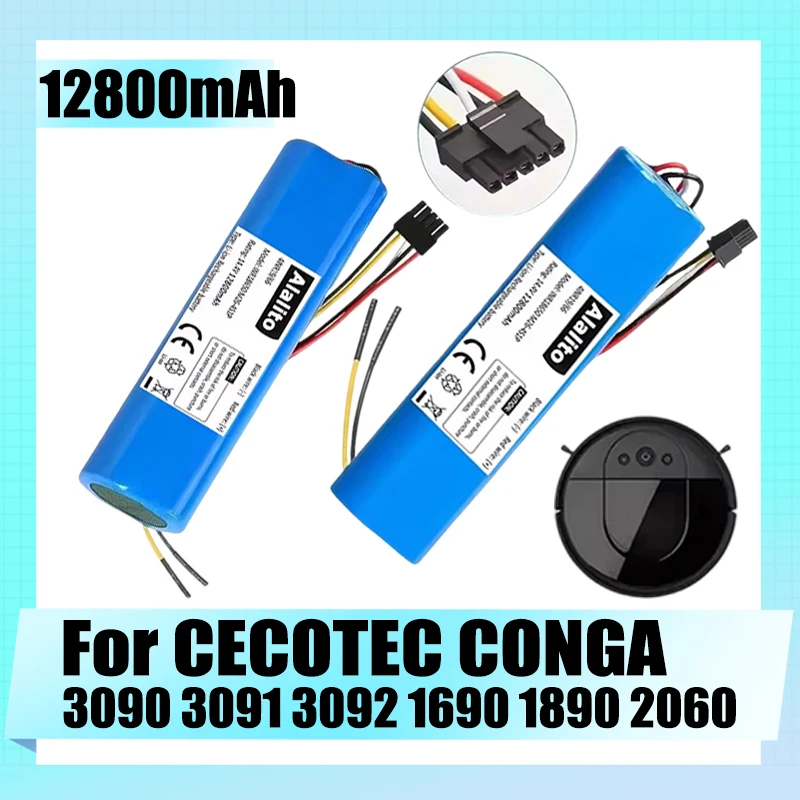 14.4V 12800mAh, for CECOTEC CONGA 3090 3091 3092 1690 1890 2090 robot vacuum cleaner battery replacement backup battery