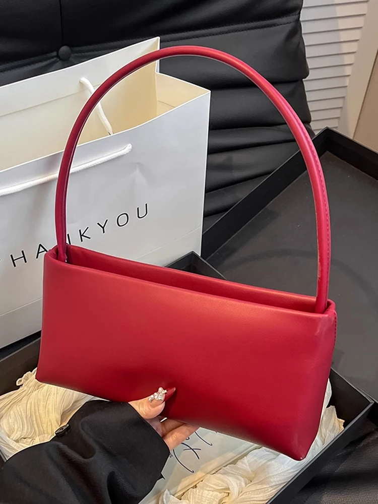 

Solid Color Women's Soft Bag Spring/Summer 2025 New Versatile Crossbody Bag PU Single Shoulder Armpit Commuting Square Bag