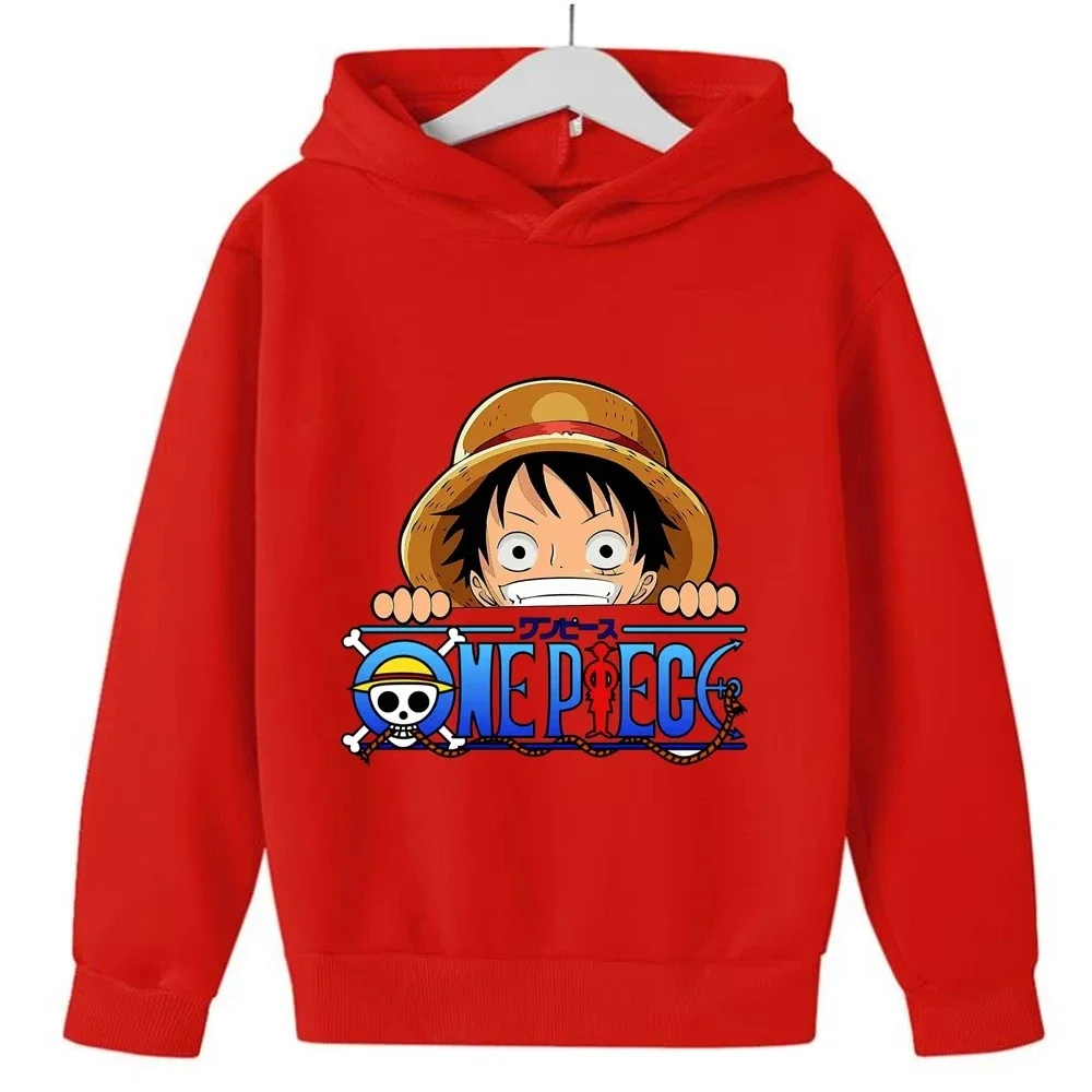 One Piece Luffy Kinder-Kapuzenpullover mit Grafik, Jungen- und Mädchen-Kapuzen-Sweatshirt mit Kordelzug, Anime-Print, lässiges Oberteil – Detail 4
