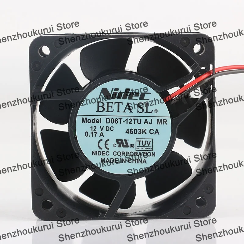 D06T-12TU AJ MR New Original Nidec 5V 24V 48V DC 12V 0.17A AC EC 6025 60X60X25MM 6CM Inverter Ball Bearing Two-wire Cooling fan