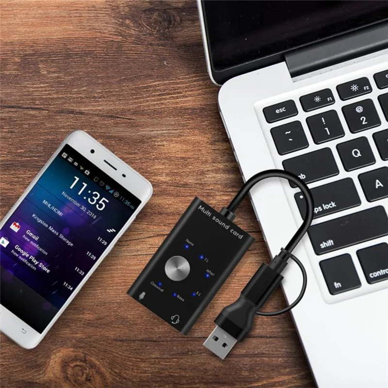 Adattatore per scheda audio audio USB Convertitore professionale per cuffie per laptop PC Speaker-N34R