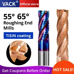 VACK HRC55° 65° Roughing End Mill Carbide Milling Cutter 3Flute Router Bit For Aluminum Metal Stainless Steels CNC Tools