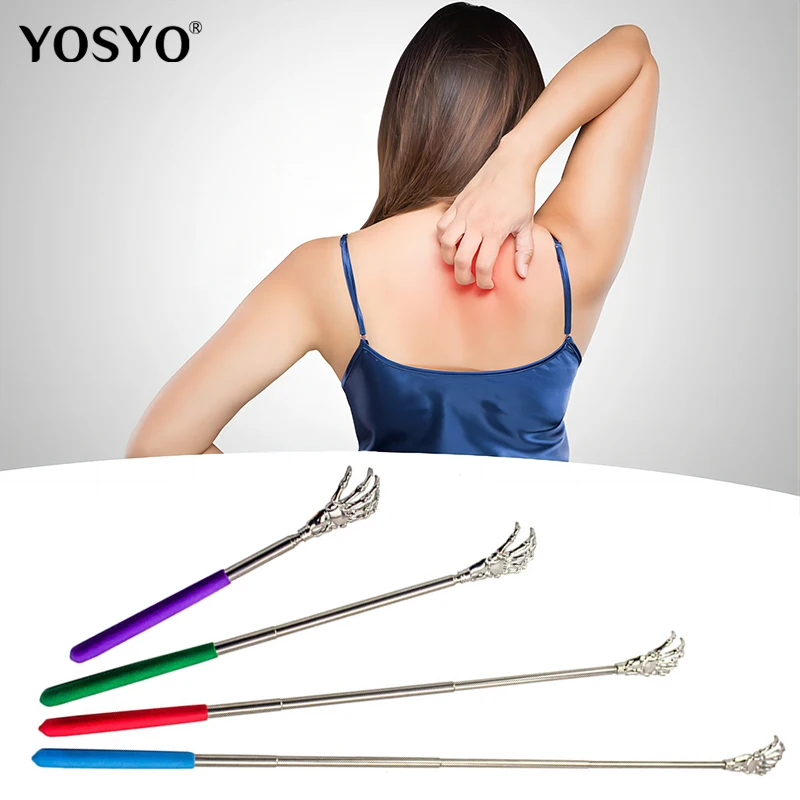 Retractable Back Scratcher Stainless Steel Long Handle Body Scratching Massage Tool Portable Universal Black Blue