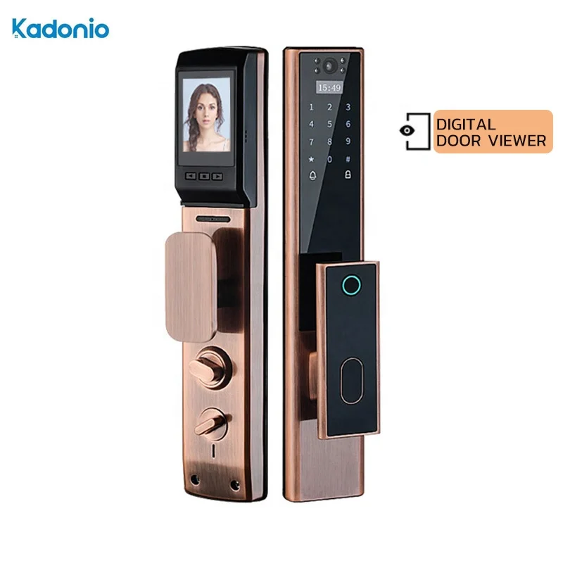 Kadonio Electronic Lock Safety Camera Keyless Deadbolt Biometric Aluminium Fingerprint Smart Door Lock