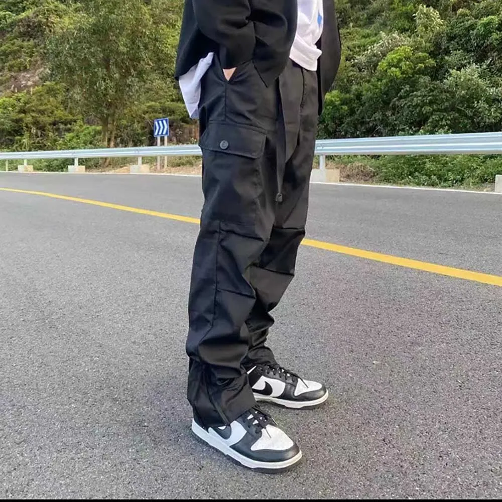 

Fashion Cargo Pants Men Casual Straight Trousers Streetwear Hiphop Harem Tactical Pants Pocket Overalls Clothing