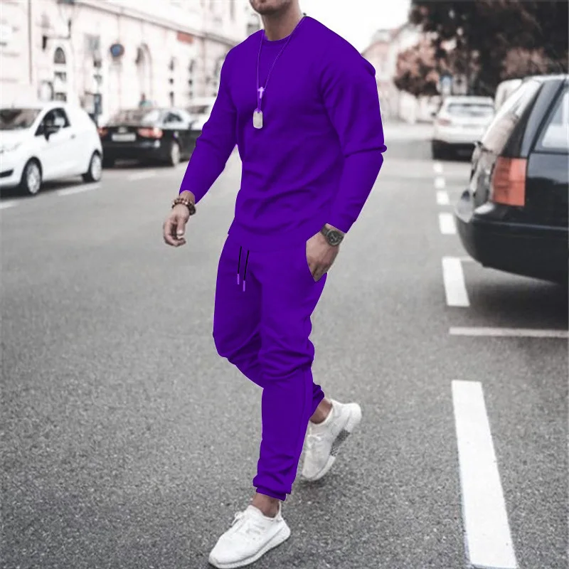 Hot Sales Mens Two-Piece Jogger Sports Suit Warm Autumn Winter Tracksuit Set with Running Sweatshirt And Sweatpants Men Clothing