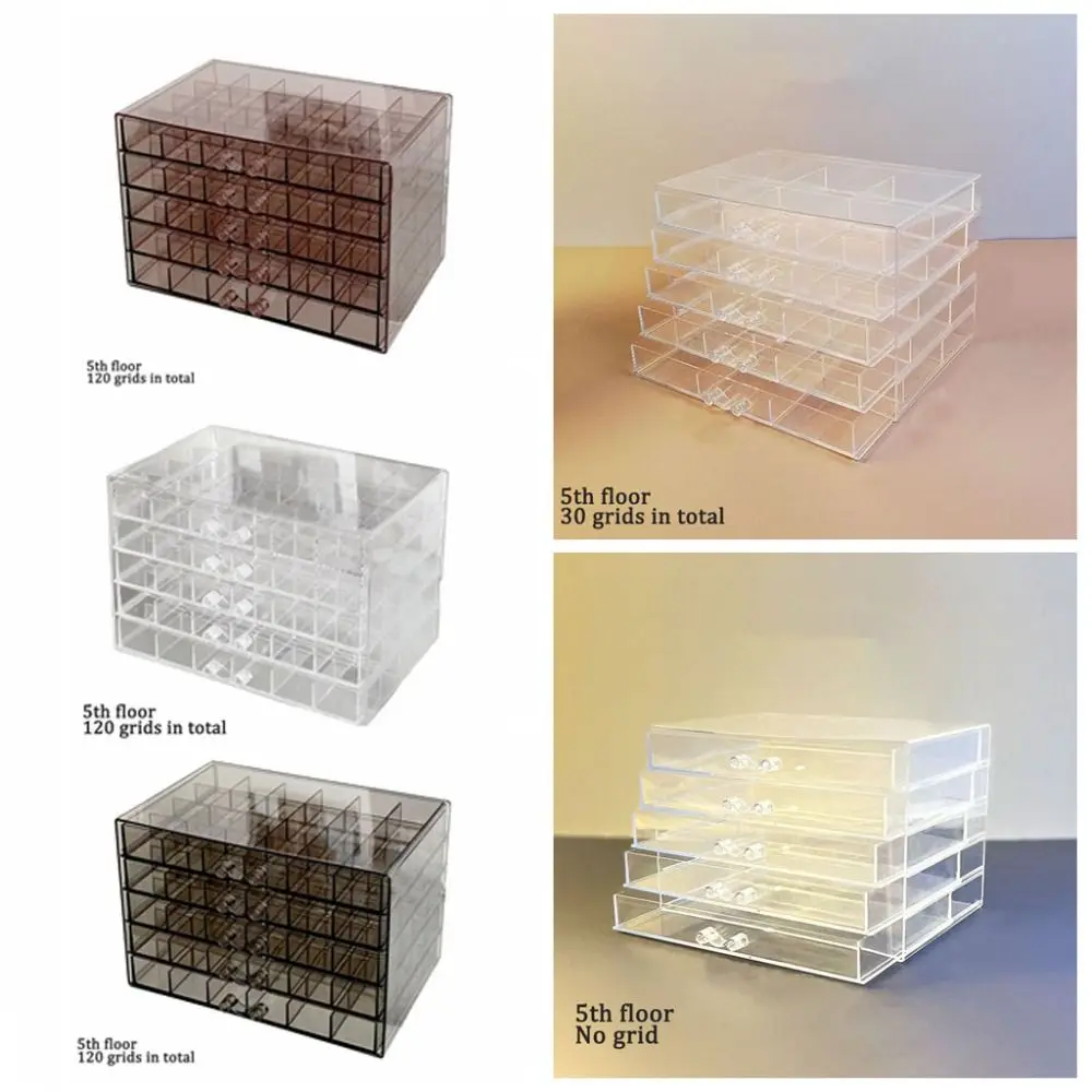 120Grids Jewelry Storage Box Drawer Style Acrylic Nail Art Organizer Box Dustproof Ring Earring Jewelry Sorting Box Desktop