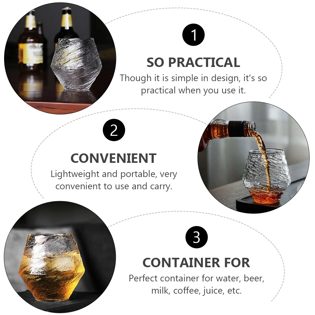 

1Pcs Hammered Glass Cup Large Capacity Transparent Creative Drinking Glass for Home Office Restaurant Beverage Wine Water Juice