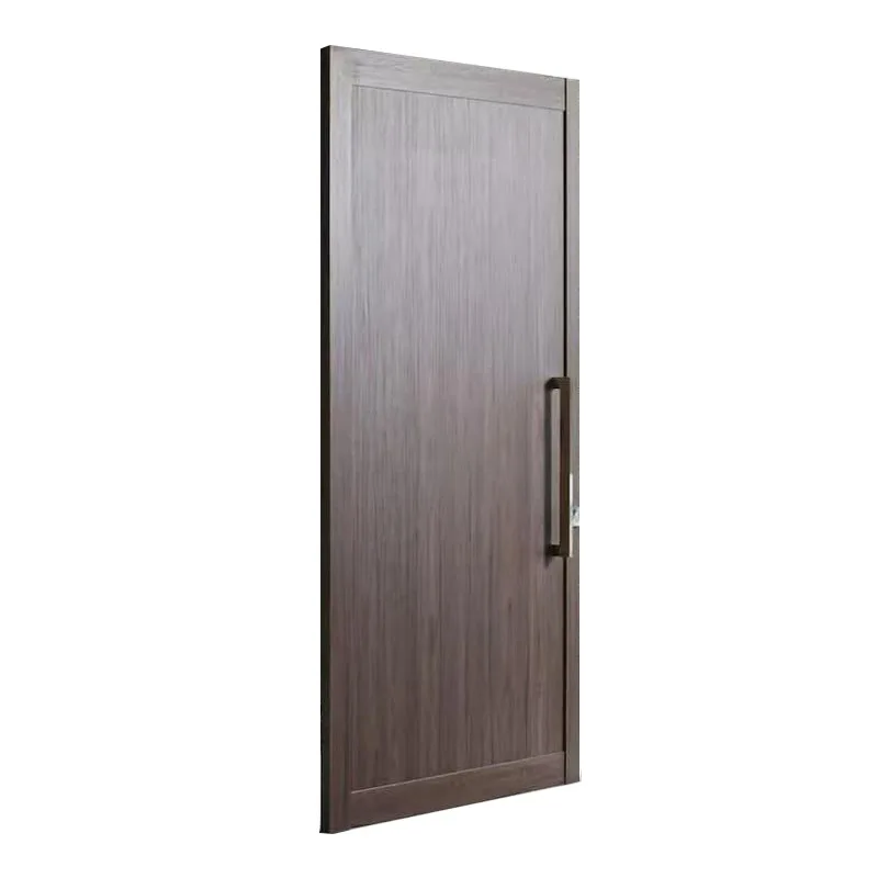 

Center axis off-axis entry door, modern cast aluminum wood grain, villa courtyard anti-theft customization