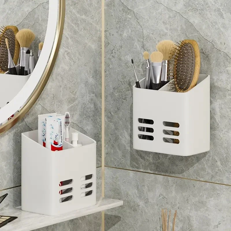 Bathroom Shelf Makeup Storage Organizer No Drill Toiletries Shelves Wall Mount Comb Skin Care Product Rack Bathroom Accessories