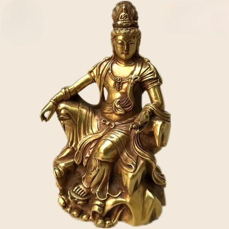 Copper Buddha Statue Shuiyue Guanyin Bodhisattva Home Furnishing Decoration Ornaments