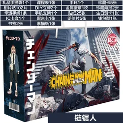 2023 New Anime Chainsaw Man figure model lucky gift bag collection toy include postcard poster badge stickers bookmark sleeves