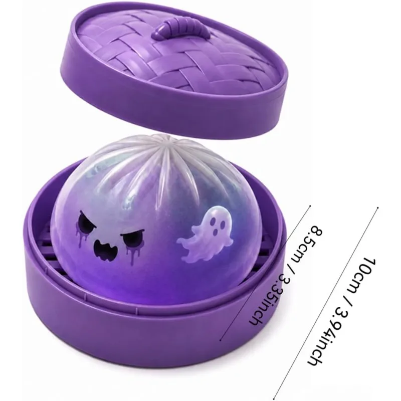 2026New Halloween Ghost Dumplings Squishy Soft Slow Rebound Resilience Decompression with Steamer Stuffed Shark Bun toys