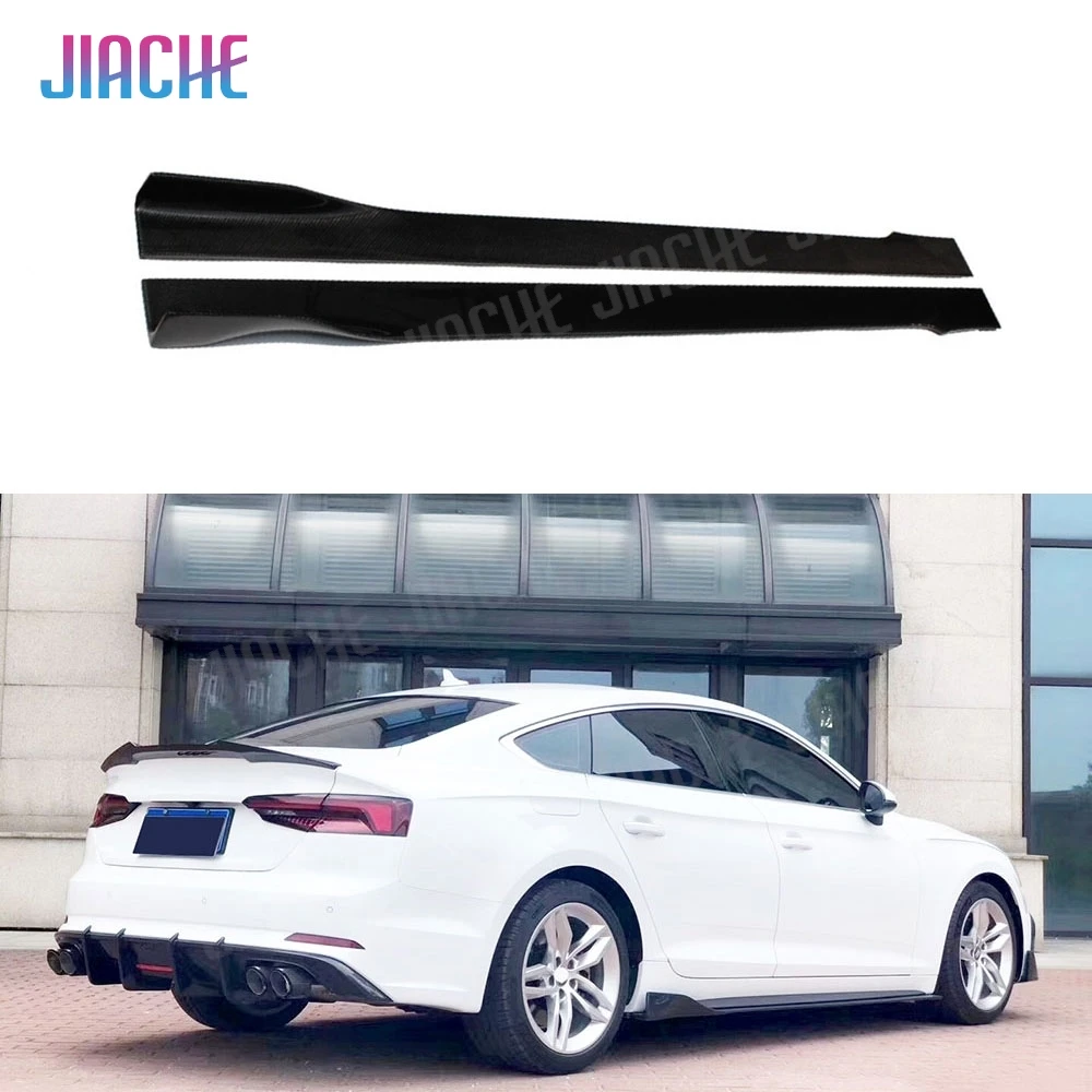 2Pcs/Set Carbon Fiber Car Bumper Side Skirts Extension Body Apron Lip Prodect for Audi A5 Sline S5 RS5 Car Styling FRP