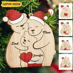 Free Engraving Custom Animal Family Wooden Puzzle 4-6 Name Multi language Personalized Bear Sculpture Mother's Day Birthday gift