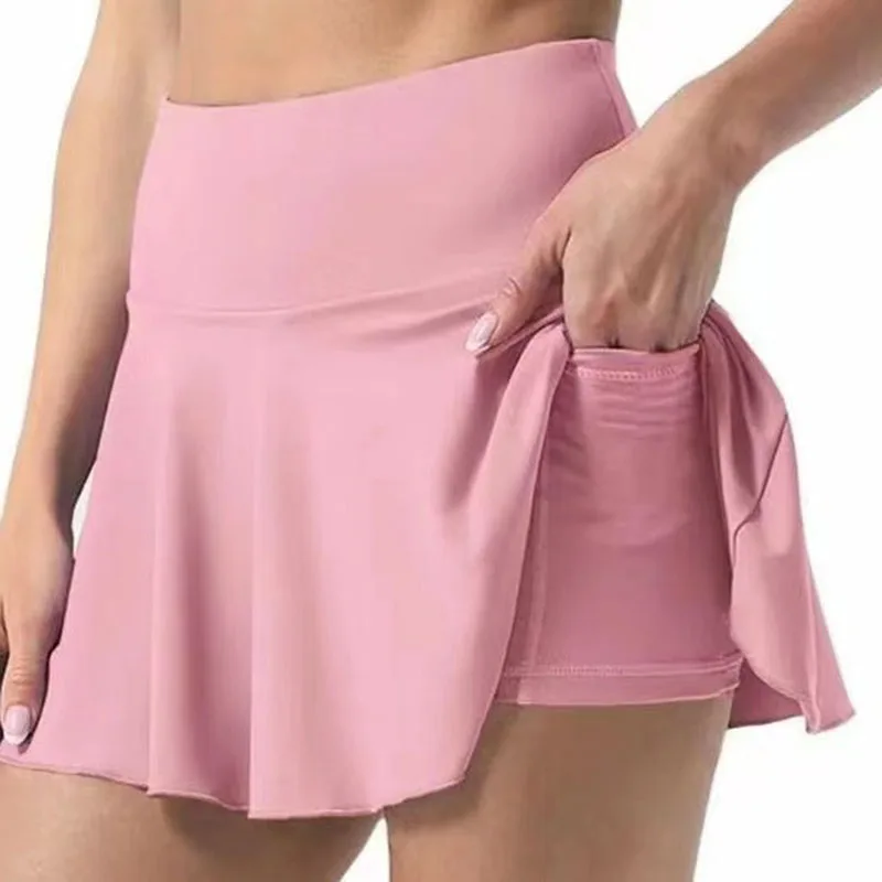 Summer Women Pleated Skirt Tennis Golf High Waisted Sport Fitness Shorts Quick Dry Athletic Running Short Gym Skort Pocket