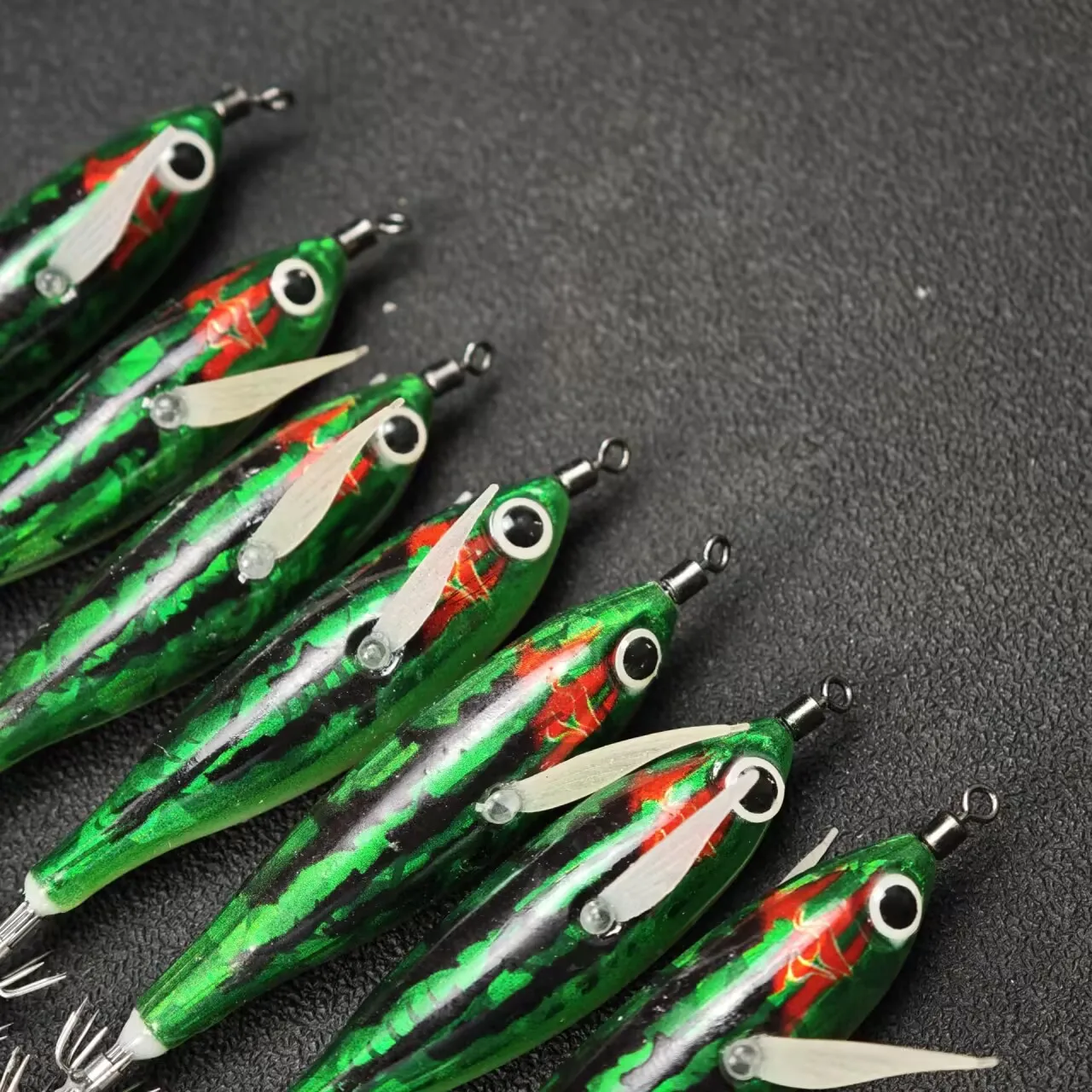 7 Stück/Set 7,5 cm Leuchtende Garnelen-Angelköder Salzwasser-Garnelenköder Oktopus-Tintenfisch-Jigs Angelhaken Angelzubehör – Detail 2