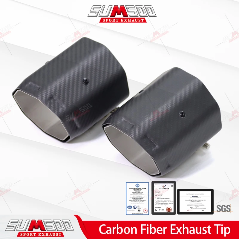 

SUMSOO Real Matte Octagon Carbon Fiber 304 Stainless Steel Exhaust Tip For Auto Modification Styling Upgrade Cars Accessories