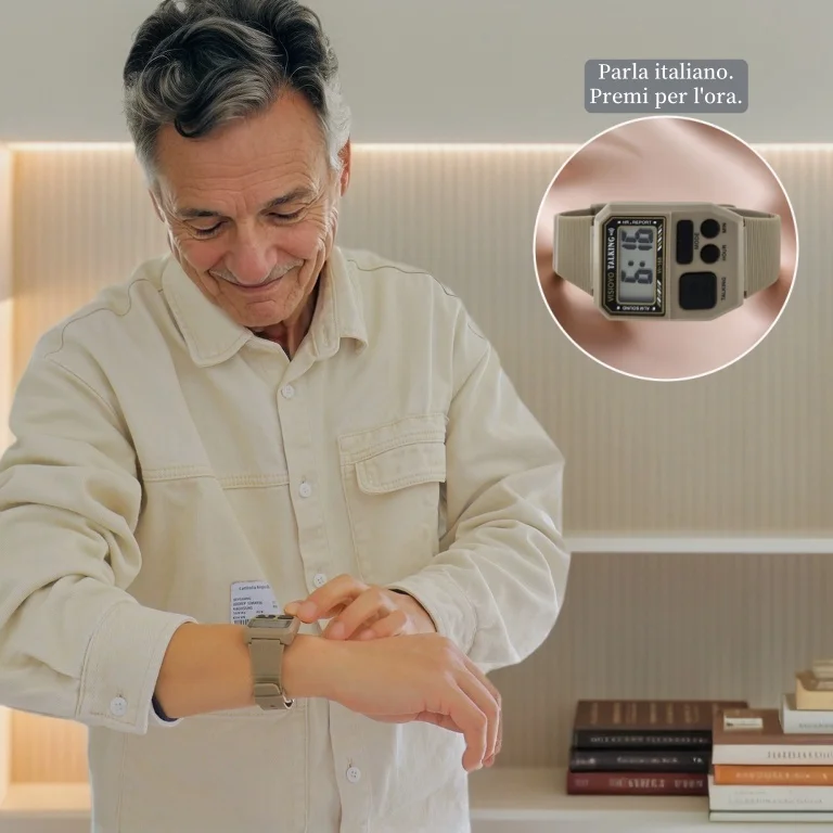 ساعة ناطقة إيطالية للمكفوفين وضعاع البصر، مع توقيت/إنذار مدفون، لكبار السن ومستخدمين منخفض الرؤية VI-168(TI) #6