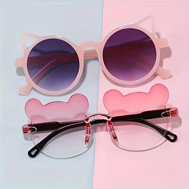 Mädchen Jungen Niedliche Tier-Cartoon-Ohren Sonnenbrille Outdoor Sonnenschutz Kinder Liebliche Vintage-Sonnenbrille Schutz Klassische Kinderbrille