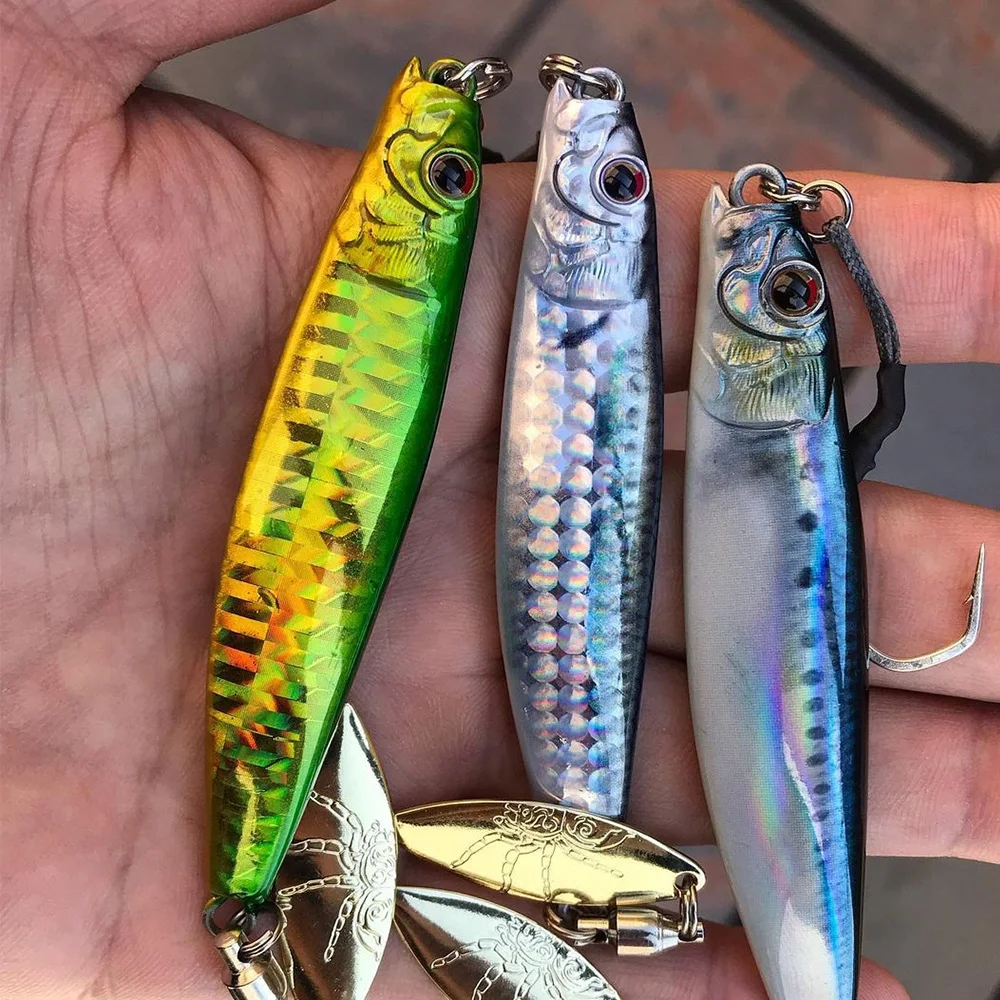 7.5cm 40g Metal Jig Sea Fishing 3D Printing Bass Little Jack Fish Bait Tackle Trout Shore Slow Drag Cast Jigs Tuna Salwater Lure