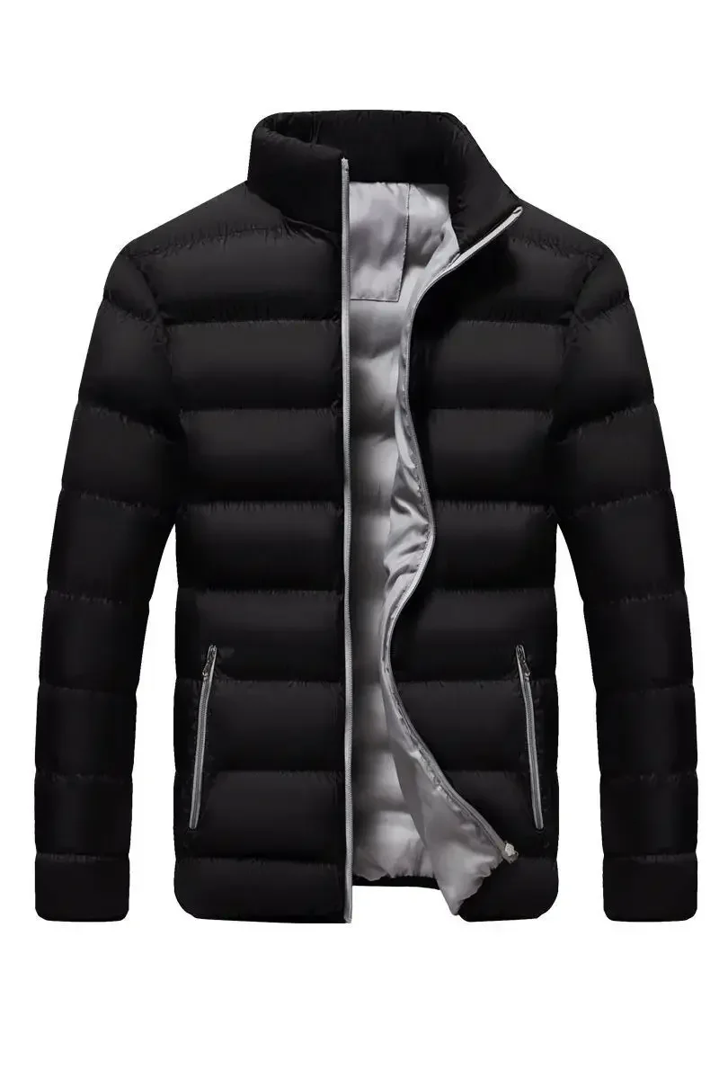 Men\'s thick sports cotton jacket, high neck sweater, outdoor soft padded jacket, casual jacket, warm jacket, autumn and winter