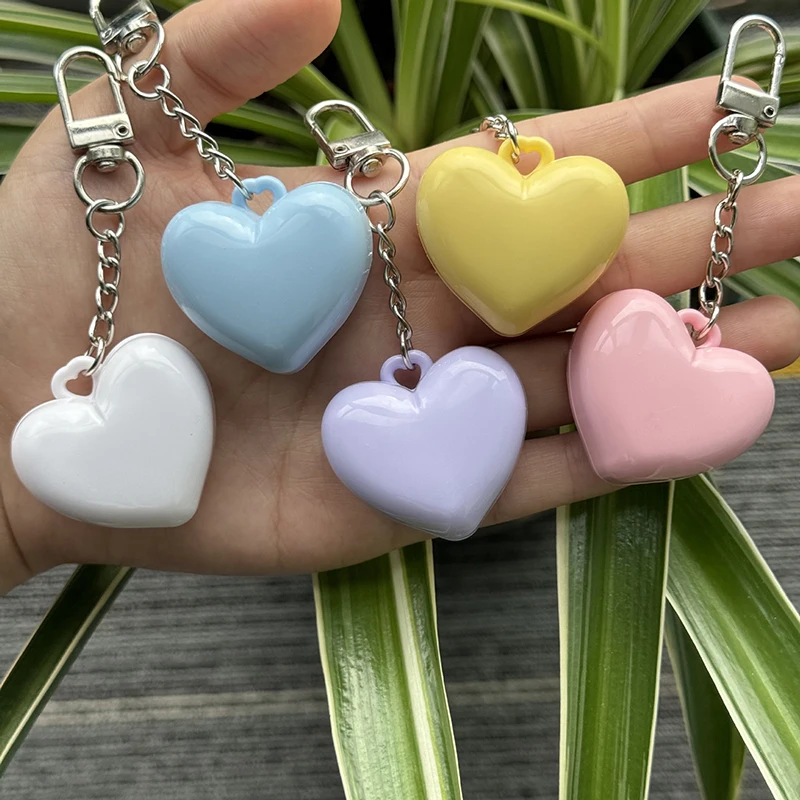 1PC Pink Blue White Love Mirror Key Chain Storage Box Diy Plastic Empty Box Mini Portable Keychain Gift Party