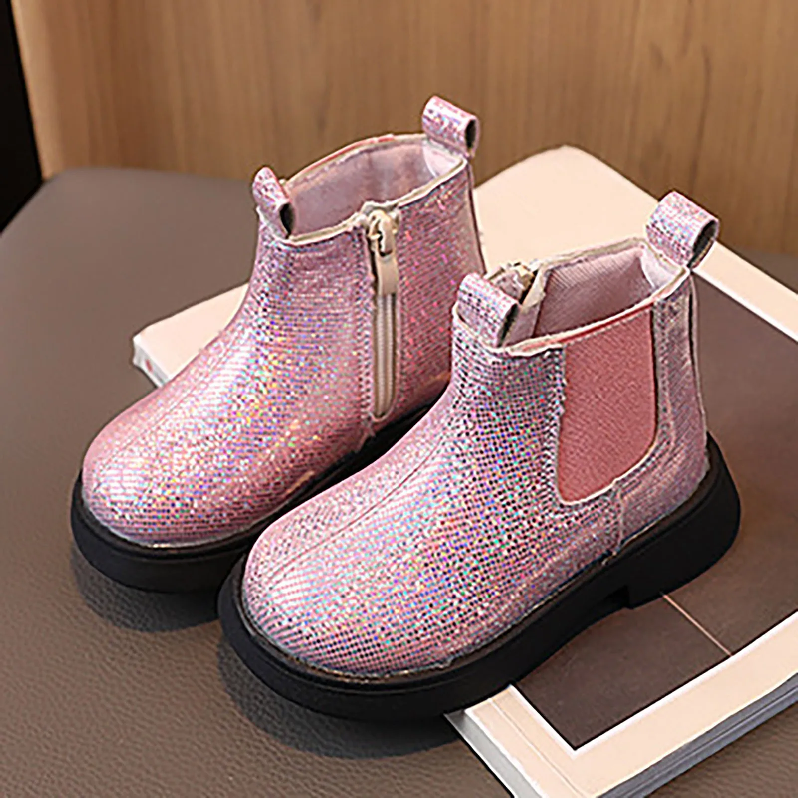 Autumn Spring Children Fashion Short Boots Girls Crystal Boots Little Princess Bling Bling Baby Shoes Kids Leather Boots