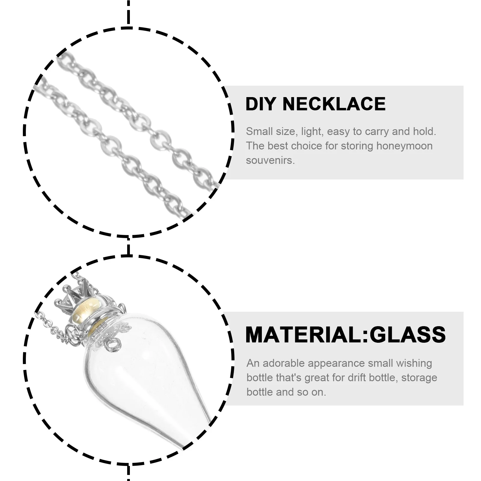 

Jar Necklace Bottle Charm Decorative Pendants Perfume Clear Glass Vials Creative Wishing