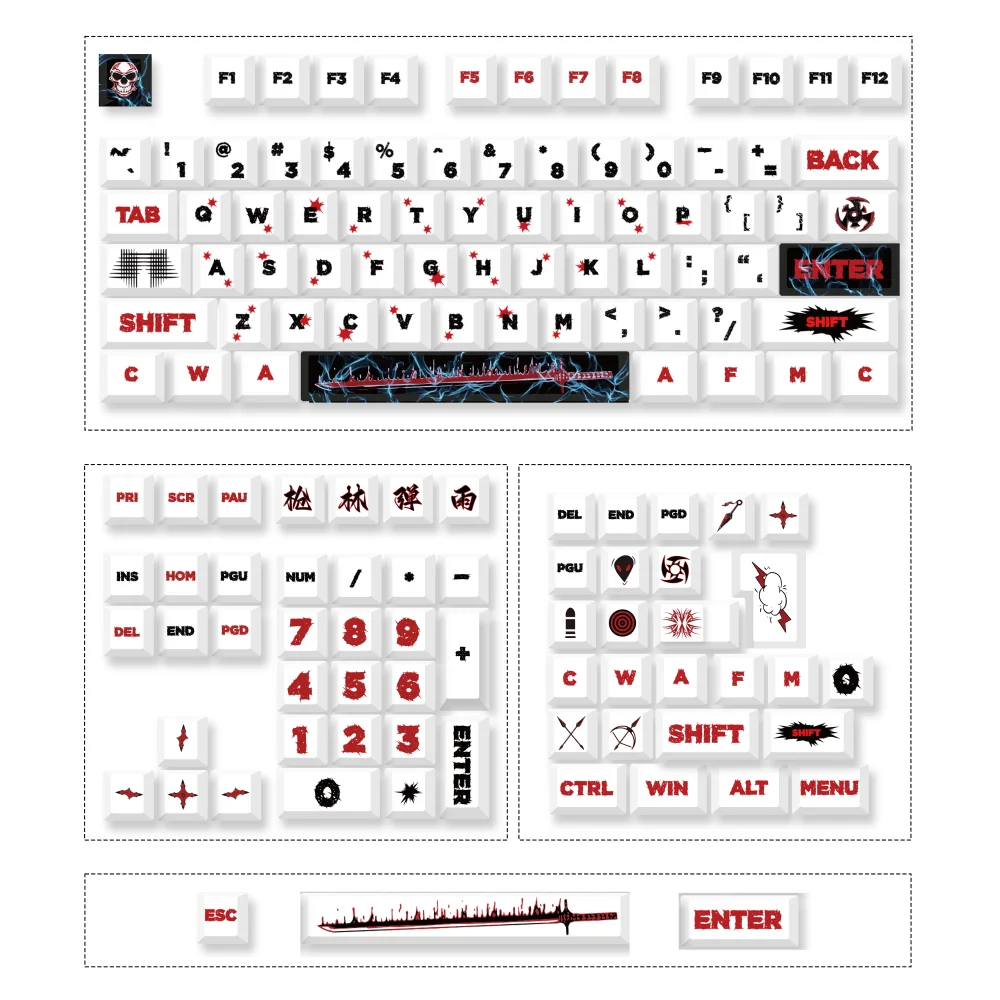 ECHOME Heavy Gunfire Theme Keycap Set PBT Original Keyboard Cap Cherry Profile Custom KeyCap for Mechanical Keyboard Accessories