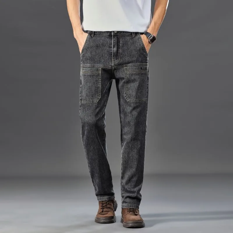Summer Men Jeans Workwear Denim Casual Loose Straight Leg Pants Business Trendy Quality Trousers Slim Fit Streetwear Jeans Man