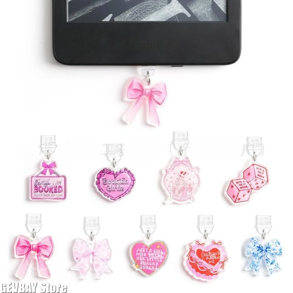 1 Set  Acrylic Phone Dust Plug Kindle Book Lover Gift for IPhone 15 16 17 Type C view 4