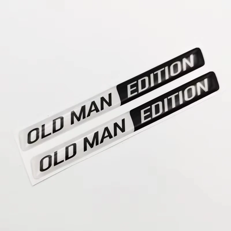 2pcs Old Man Edition 3D Epoxy Emblem Stickers Funny Car Decals For Fender Door Waterproof Universal Fit All Model image 4