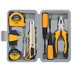 13pc Small Compact Home Office Basic DIY Hand Tool Kit Set.  Improvement Repairs in a Portable Tool Box Case