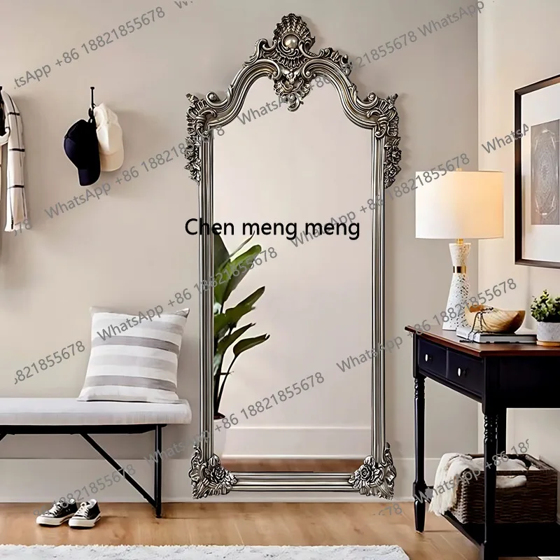 Retro floor-to-ceiling full-length mirror home carving, bedroom, full-length mirror