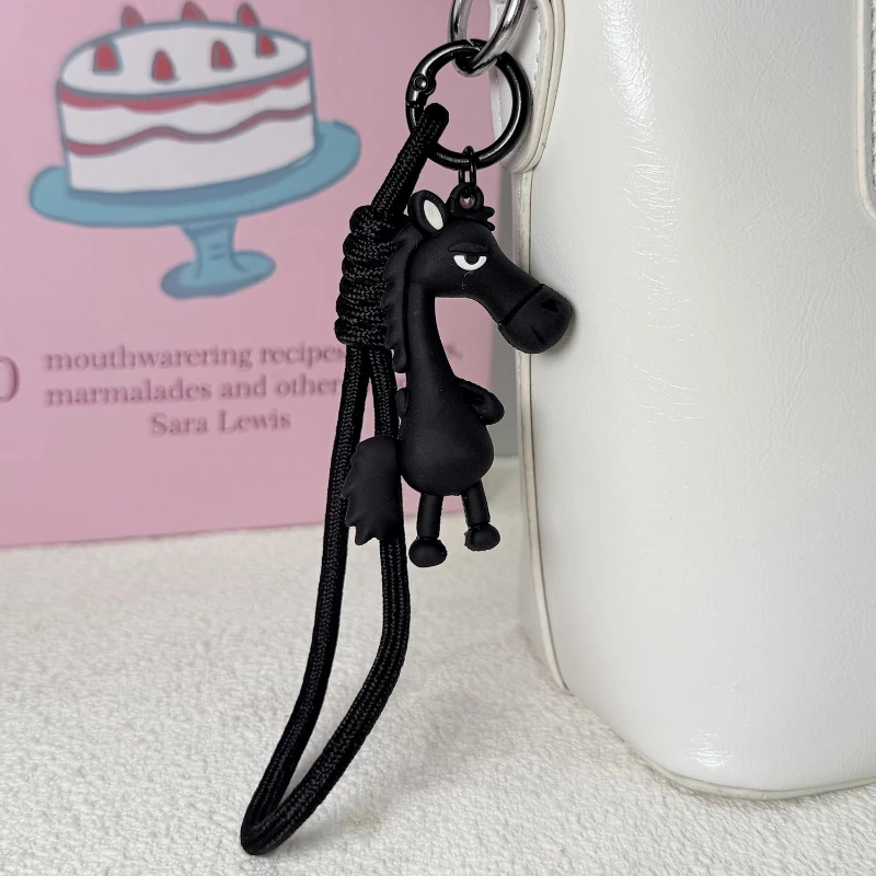 لطيف الحصان سيليكون المفاتيح أنيق الحبل تصميم المحمولة حلقة رئيسية متعة الكرتون الحيوان حقيبة قلادة ملحق 2026 هدية عيد #2