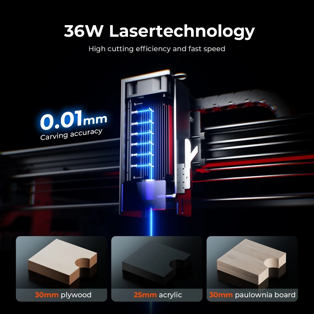 ACMER 36W/48W S2 PRO Laser Engraver Machine with APP WIFI Offline Control Blue Diode CNC Woodworking Tools Laser Cutting Machine