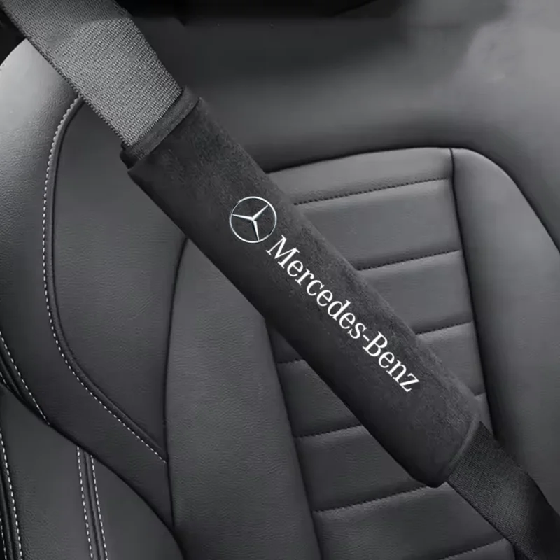 Car seat belt leather Shoulder Protector Safety Belt 2pcs For Mercedes Benz S320 W164 W203 W204 W168 C180 E320 A200 CLA CLK CLS view 2
