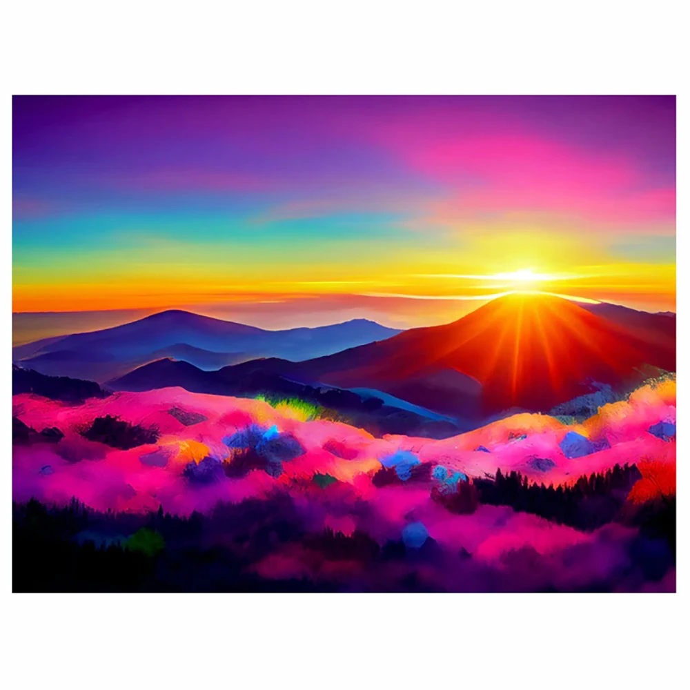 

Diamond painting, painting, dreamlike mountain scenery, DIY making, inlaid embroidery, painting, decoration, home crafts