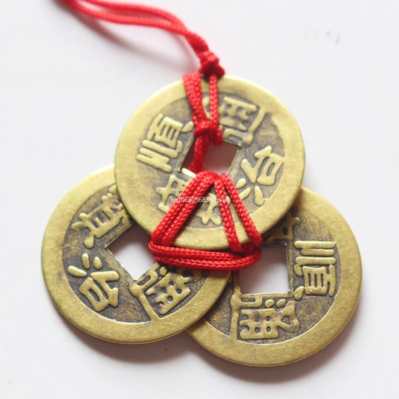 Chinese Feng Shui Coins Charms for Wealth Success Lucky Oriental Emperor Money Antique Pendant for Friends Best Wishes Gifts