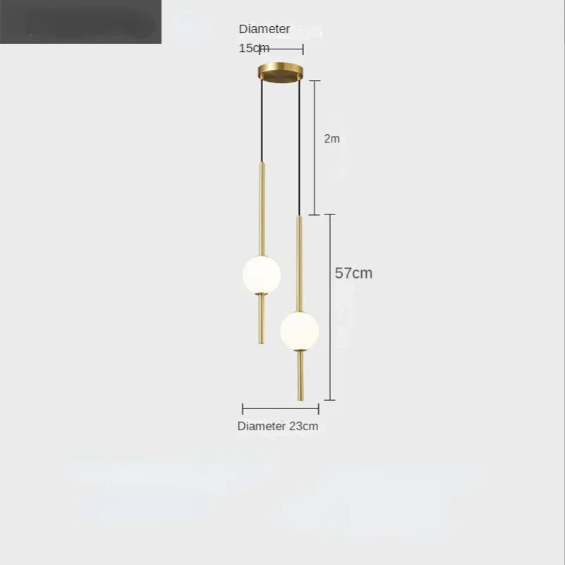 Nordic Led AcrylicBall Hanging Lights Bedroom Bedside Living Room Entrance Pendant Light Modern Lamp Long Lighting Ceiling Decor