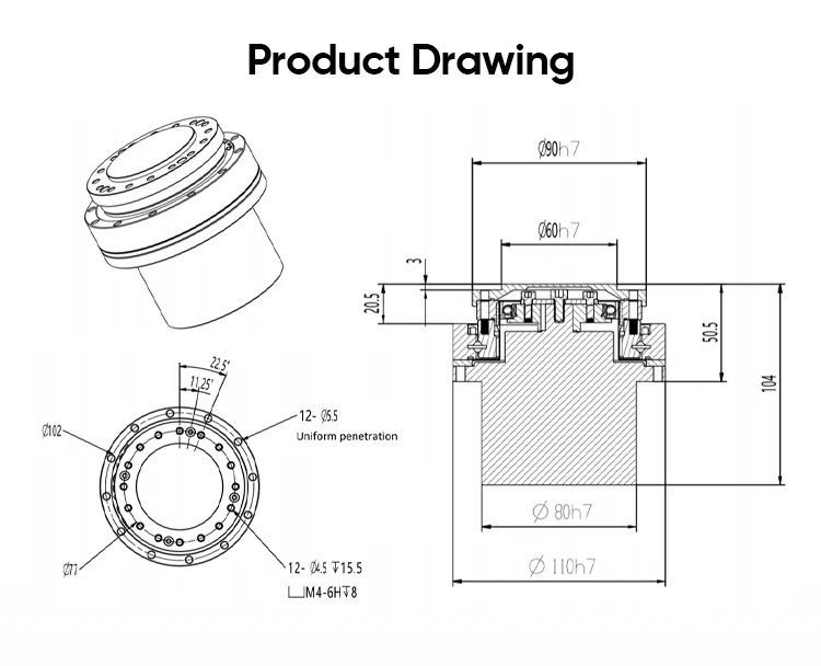 Professional Servo Motor Robot Joint Module Integrate Multi-turn Encoders Industry Robotic Arm Harmonic Drive