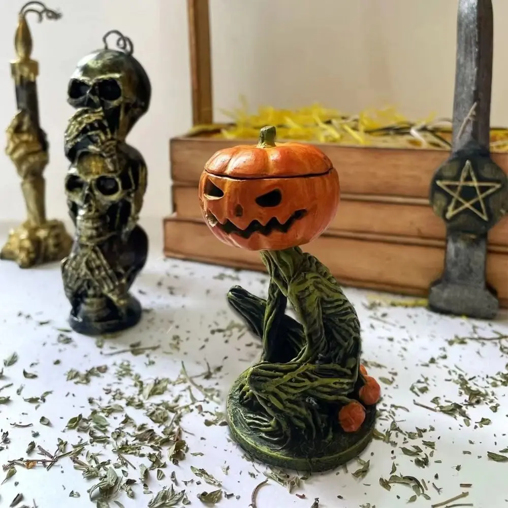 2024 Scary Pumpkin Candlestick Resin Versatile Pumpkin Lantern Multi-function Desktop Atmosphere Decoration Gift Halloween