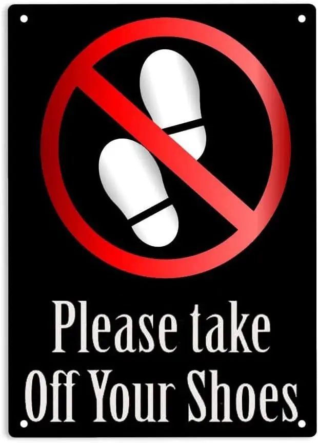 ERMUHEY Please Take Off Your Shoes Sign Metal Tin Sign ​for Home Office Restaurants Bedroom Cafes Bars Pub Man Cave Wall De sign