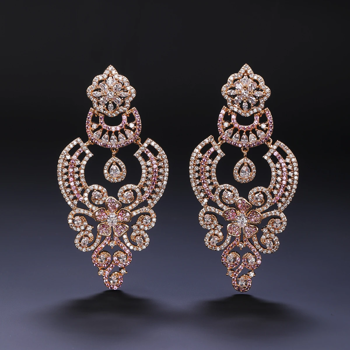 

Fashion High Quality Cubic Zircon Flower Earrings Wedding Bridal Glamour Dinner Party Dress Accessories CE12317